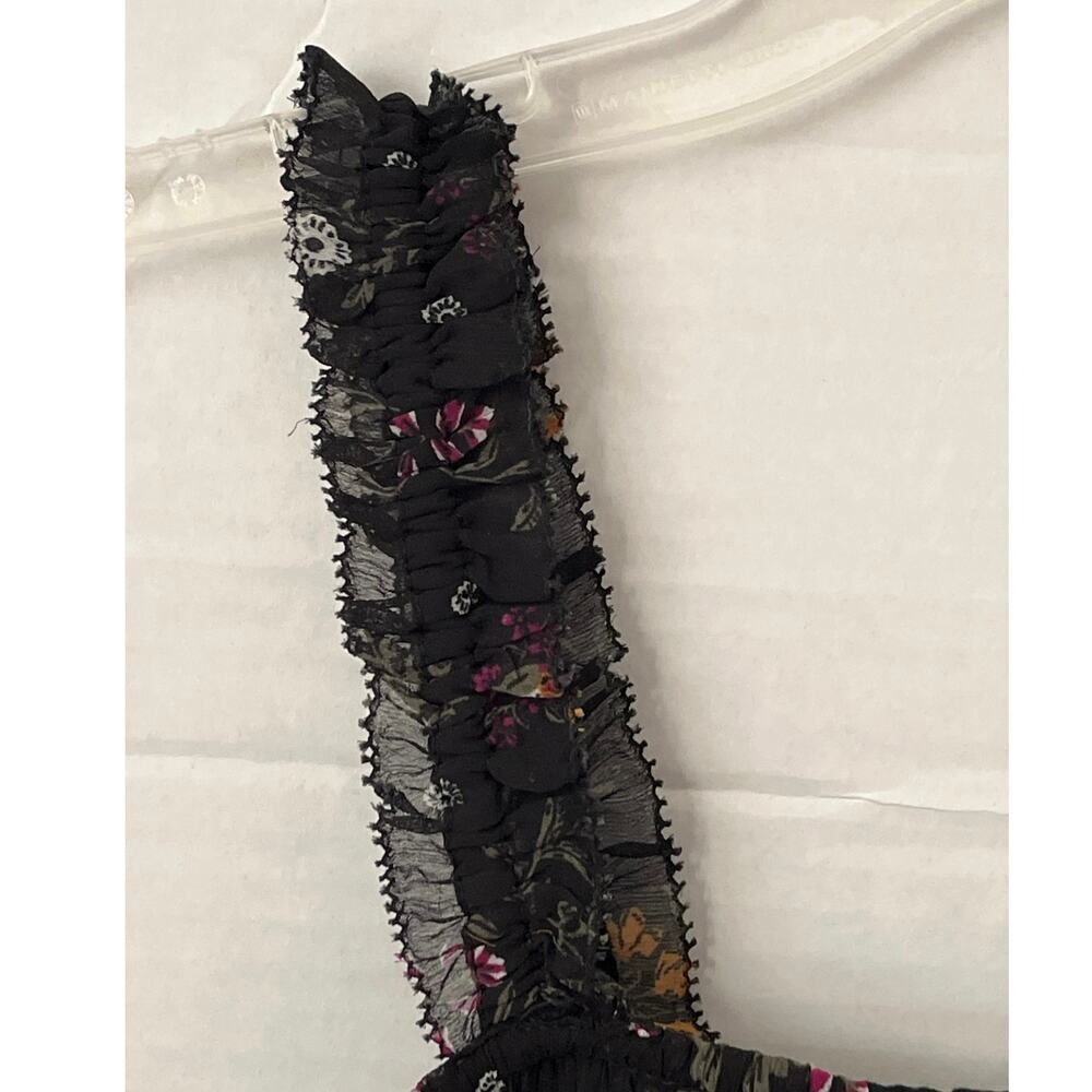 Old Navy Black Floral Cami Womens Size S Ruffle Cutouts Feminine Layer Coquette - Picture 6 of 15